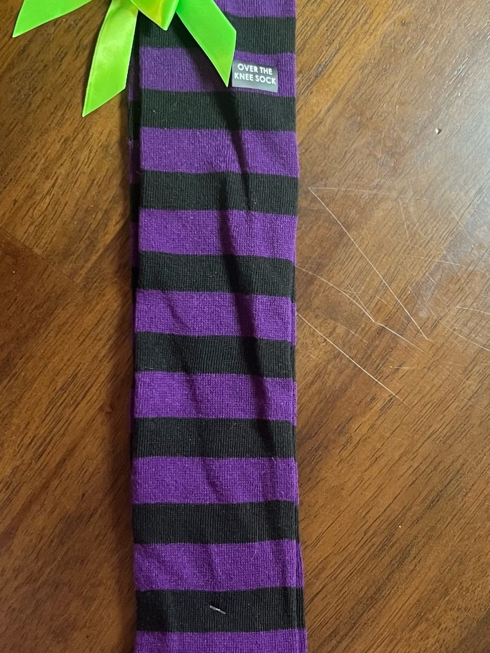 Over The Knee Purple & Black Striped Socks - Women